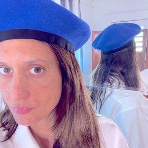 Royal blue Kangol 100% wool beret hat - made in England